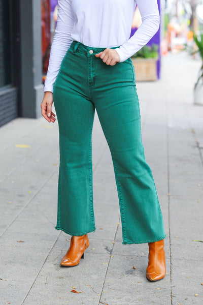 Can't Lose Dark Green Straight Leg High Waist Ankle Pants