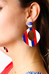 Americana Resin Oval Dangle Earrings