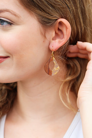 Stuck On You Gold & Wood Earring