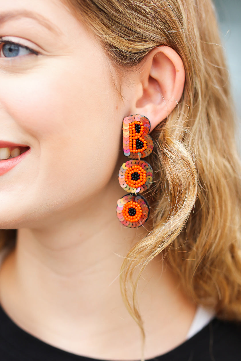 Halloween BOO Sequin/Beaded Dangle Earrings